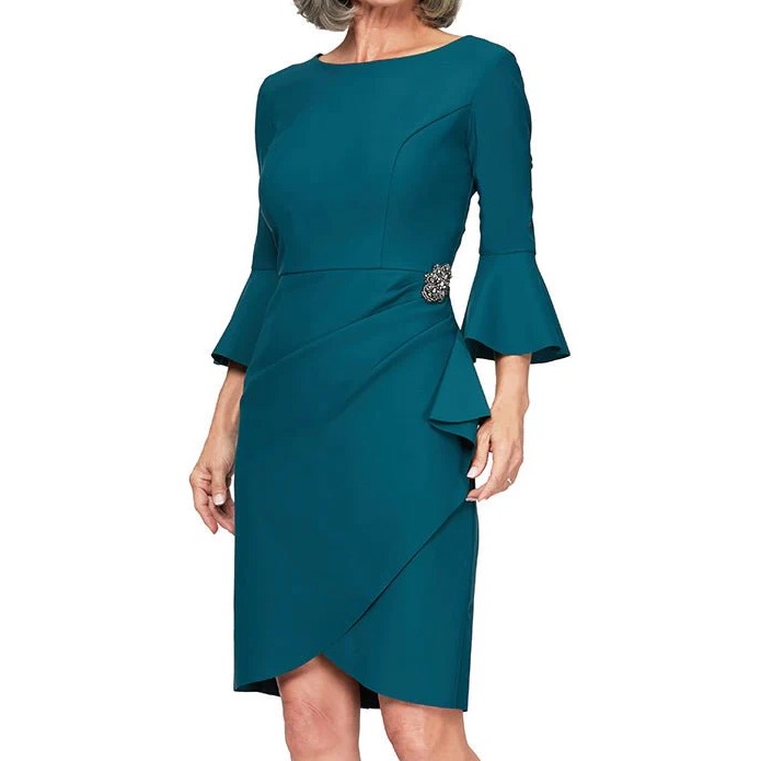 Alex Evenings Embellished Ruched Sheath Cocktail Dress Size 14